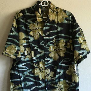 Leaves In  Water Camp Hawaiian Button Down Shirt